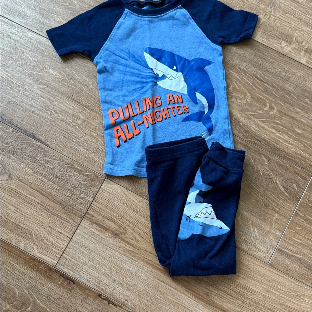 Carter's shark Blue and Navy Shark Pajama Set
